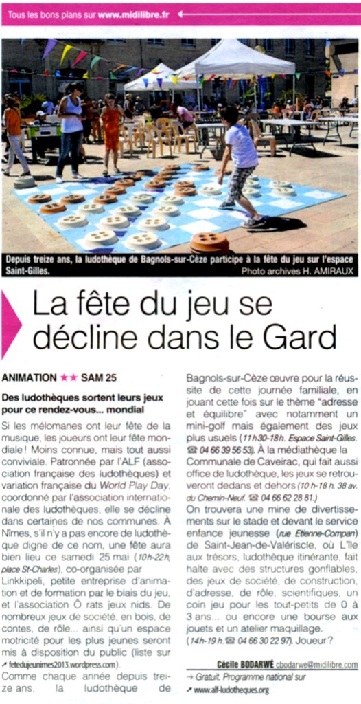 Article Midi Loisirs 24 mai 2013